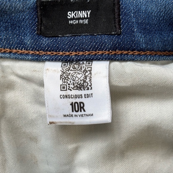 Express Blue Skinny Jeans with Knee Distressing - Picture 7 of 13